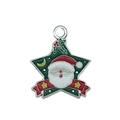 Star-shaped Christmas Santa charm in green enamel finish for jewelry making - Five-Point Star Santa (19662)
