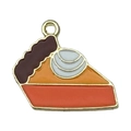 Cute enamel pumpkin pie charm with metal hook for Thanksgiving DIY jewelry making - Cake (19197)