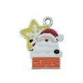 Christmas Santa Claus enamel pendant with chimney and snowflake for bracelets - Santa on Chimney with Star (19663)