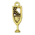 Antique gold wine glass charm with simulated bubble beads for DIY jewelry making - Sparkling Wine Glass Charm (20760) / 1 Piece/Pack (6x20mm) / Antique Gold