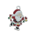 Cartoon Santa Claus enamel charm in skiing pose for DIY jewelry making and crafts - Skiing Santa Claus (19664)