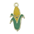 Cute enamel corn charm with smiley face and green leaves for DIY jewelry making - Corn (19198)