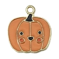 Cute orange enamel pumpkin charm for DIY bracelets with golden alloy finish - Smiley Pumpkin (19200)