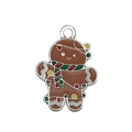Christmas gingerbread man alloy charm with brown oil drip and red green scarf detail - Brown Gingerbread Man (19670)