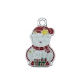 Cartoon snowman enamel charm with red hat and XMAS lettering for Christmas jewelry - XMAS Snowman (19671)