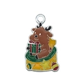 Christmas reindeer pendant with red gift box and yellow bag in enamel finish - Reindeer with Gift (19672)