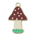 Cute red mushroom enamel alloy charm pendant with golden ring for DIY jewelry making - Mushroom (19203) / 23x15mm / Dark Red