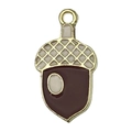 Cute golden acorn charm pendant with brown enamel and white checkered texture for DIY jewelry - Pine Cone (19204)