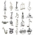 20pcs set of vintage silver musical instrument charms for DIY necklaces and jewelry - Mixed Music Series (SN893) / 20 Pieces Set / Antique Silver
