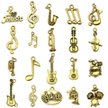 Retro gold music instrument alloy charms including guitar drum and note pendants - Music Series Mixed (SN894)
