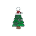 Christmas tree charm with red Santa hat and green oil drop finish for bracelets - Green Christmas Series (19675)