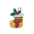 Christmas stocking charm pendant in red and yellow enamel alloy for bracelets - Yellow Christmas Sock (19676)