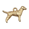 Pendentif chien doré avec texture de fourrure et anneau pour la création de bijoux DIY - Chien à Poils Longs (20520)