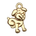 Pendentif chien de dessin animé doré en alliage pour colliers et bijoux DIY - Chien Souriant (20521)