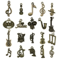 19pcs antique bronze musical instrument charms set for DIY jewelry necklaces and earrings - Music Series 20 Styles (SN895)