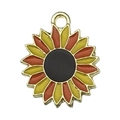 Cute sunflower charm pendant with yellow and red enamel petals and gold alloy finish - Sunflower (19209)
