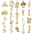 20-piece gold music charms set featuring guitar, violin, and musical notes for DIY jewelry - Mixed Music Series (SN896) / 20 Pieces Set / KC Gold