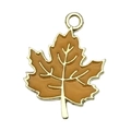 DIY maple leaf charm in yellow enamel and gold alloy finish for necklace making - Maple Leaf (19210)