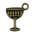 Antique bronze cocktail glass pendant charm for DIY necklaces and bracelet jewelry making - Wine Glass Style (20767)