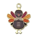 Cartoon turkey charm in colorful enamel finish for Thanksgiving DIY jewelry making - Turkey (19212)