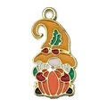 Cute Thanksgiving gnome with orange hat and pumpkin alloy pendant for jewelry making - Gnome with Pumpkin (19213)