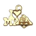 Pendentif en alliage doré avec texte 'I Love My Dog' et motif de tête de chien cartoon - I Love MY Dog (20527)