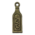 Pendentif bouteille de gin en bronze antique pour la création de bijoux artisanaux - Style Bouteille de Vin (20770)