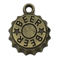 Pendentif capsule de bière bronze antique avec relief d'étoile pour bijoux DIY - Style Capsule de Bière (20771)