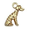 Pendentif chien rétro doré avec pois pour création de bijoux et colliers DIY - Dalmatien Assis (20529)