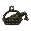 Pendentif bouteille de vin en bronze antique pour bracelets DIY et bijoux - Style Panier de Vin (20772)