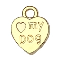 Pendentif cœur doré en alliage avec gravure « my DOG » pour accessoires de bijoux DIY - Coeur MYDOG (20530)