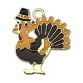 Cartoon turkey charm for DIY jewelry making with brown and orange enamel details - Turkey (19215)