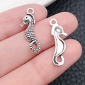 Tibetan silver seahorse charms for jewelry making, featuring vintage alloy relief design - Marine Seahorse (10360)