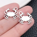 Silver-plated crab pendants with hanging rings for DIY jewelry and accessory making - Ocean Crab (10362)