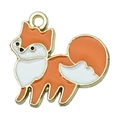 Cute orange and white fox pendant made of gold-plated alloy for DIY jewelry - Fox (19217)
