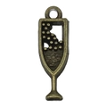 Pendentif coupe de champagne bronze antique avec détails perlés pour bijoux DIY - Style Verre à Vin Creux (20780)
