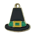 Cartoon pilgrim hat enamel charm in black and green for DIY Thanksgiving jewelry - Thanksgiving Hat (19220)