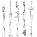 20-piece set of antique silver alloy tool pendants including hammer saw and wrench charms - Mixed Tools Style (SN899)