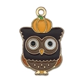 Cartoon Halloween owl charm with yellow pumpkin hat and colorful enamel for DIY jewelry - Pumpkin Owl (19322)