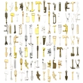 Assortiment de pendentifs outils en alliage pour bricolage, marteau, scie et clé à molette - Mélange de Cinq Couleurs (SN904-Extra)