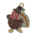 Cute Thanksgiving turkey enamel alloy charm with colorful tail feathers for DIY jewelry - Spreading Wings Turkey (19323)
