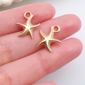 Golden starfish alloy charms for DIY jewelry making with realistic texture and loop - Starfish Pendant (11606)