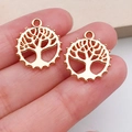 Set of two 18K gold plated Tree of Life hollow charms for DIY jewelry making - KC Gold Round Tree Of Life (19913)