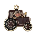 Cartoon enamel brown tractor charm for Thanksgiving DIY bracelet necklace jewelry making - Pumpkin Tractor Man (19324)