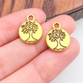 Golden Tree of Life round metal charms for DIY jewelry making pendants - Antique Gold Round Tree of Life (19871)