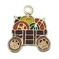 DIY colorful enamel pumpkin cart pendant in gold alloy for Thanksgiving jewelry making - Pumpkin Cart (19326)