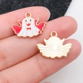 Detailed close-up of a Halloween ghost charm made of enamel alloy for DIY jewelry crafting - Red