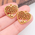 Golden heart-shaped Tree of Life hollow pendant charms for DIY jewelry making - Antique Gold Heart Tree of Life (19879)
