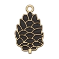 Cute pine cone alloy enamel pendant in black and gold for DIY Thanksgiving jewelry - Pine Cone (19327)
