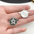 Gothic bat wing with pentagram star alloy pendant for Halloween jewelry DIY making - Enamel Pentagram Bat Pendant (19371)